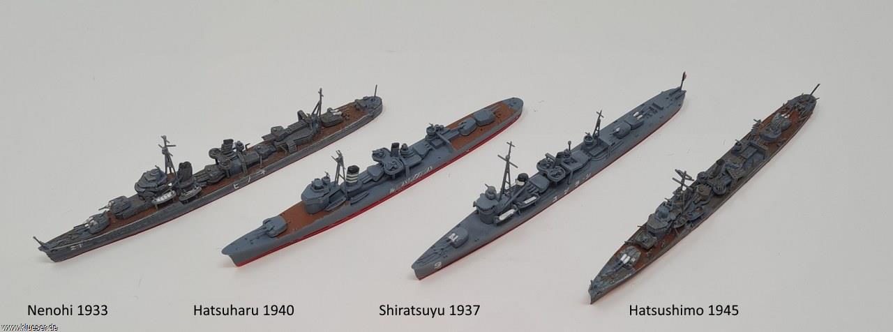 Hatsuharu 1940, Hatsushimo 4.1945, Nenohi 1933, Shiratsuyu (early, bsp 1937)