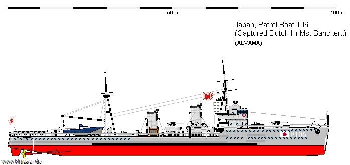 Bisherige Interpretation des Aussehens der P106. Source, terms of use: <a href="http://shipbucket.com/images.php?dir=Real%20Designs/Japan/DD%20Patrol%20boat%20106.png" target="_blank">http://shipbucket.com/images.php?dir=Real Designs/Japan/DD Patrol boat 106.png</a>