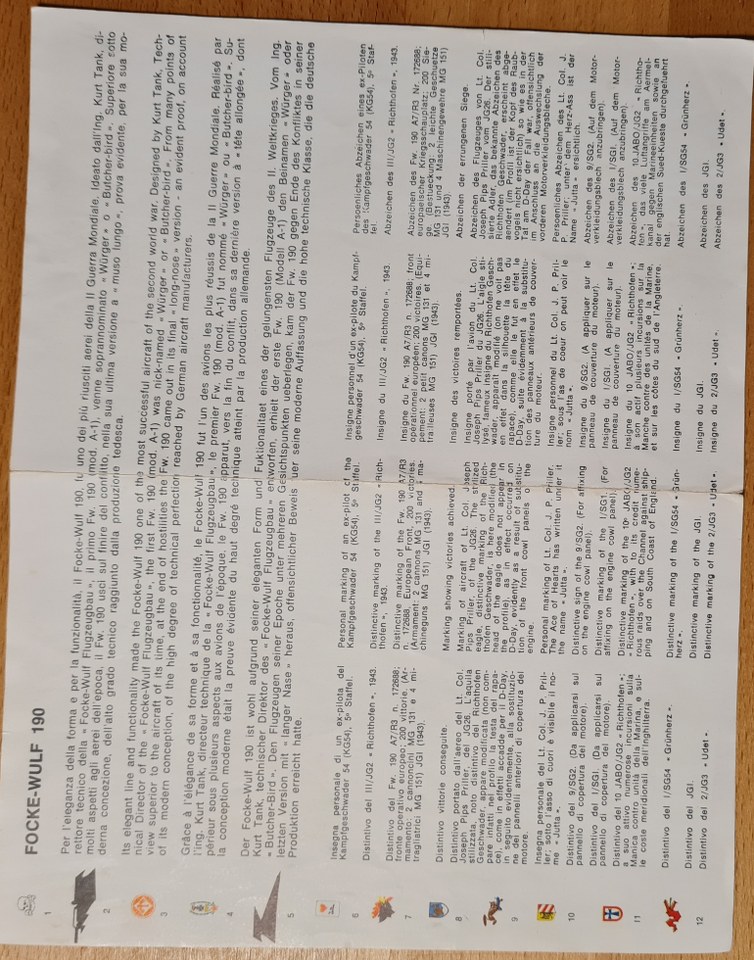 Fw 190 / Me 109 Decals ESCI