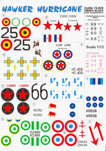 Hawker Hurricane Decals Printscale