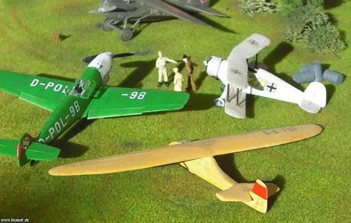 Bücker Bü133 Jungmeister, Grunau Baby Gr9, Messerschmitt Me109B Luftpolizei