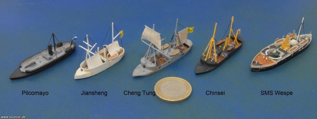 Epsilon / Iota class, Epsilon / Cheng Tung 1895 / Chinto, Zeta / Chen Hsi / Chinsei 1896, Fu Sheng, Chen Sheng, Pilcomayo Rendel-Boats, SMS Wespe Panzerkanonenboot