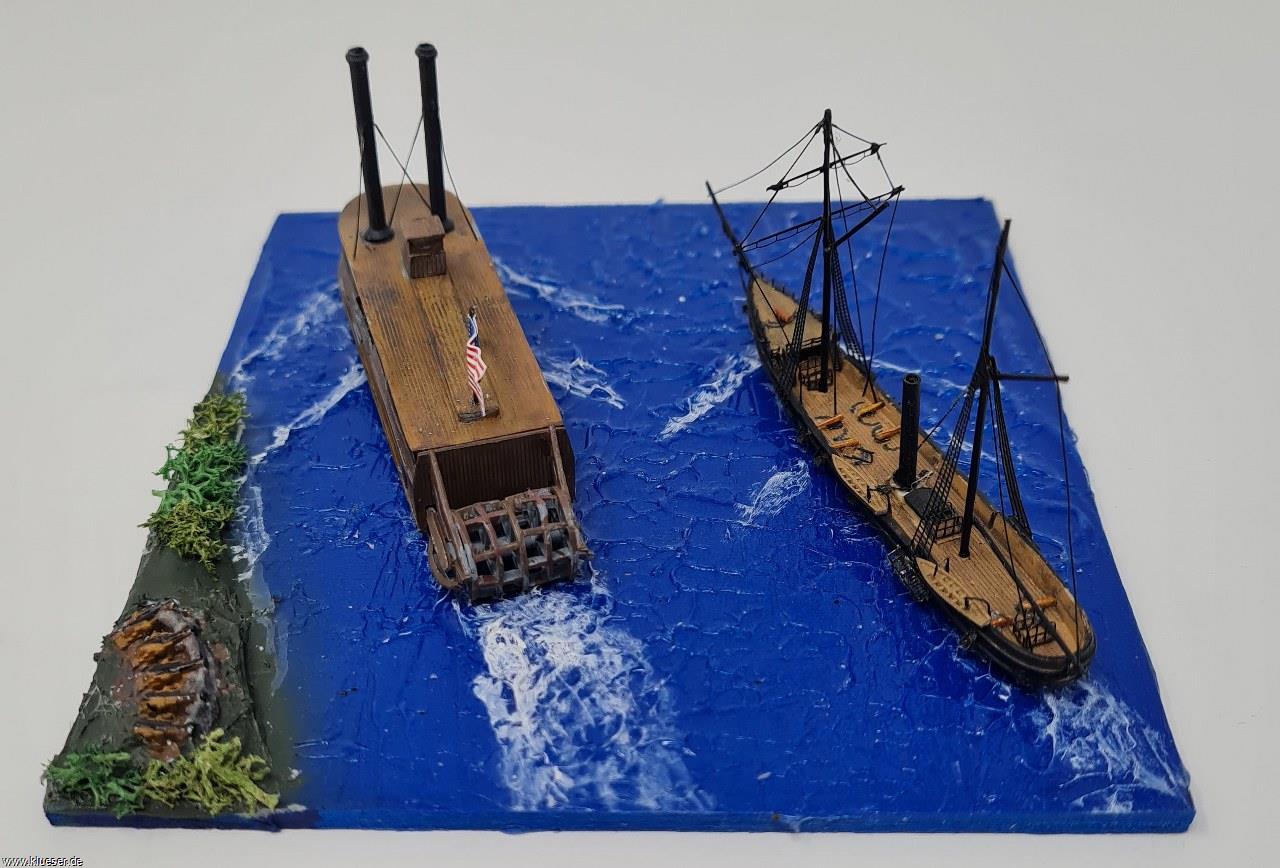 Black Seas Scenery: Gun emplacements, rock islands, Union Tinclad Sternwheeler, USS Unadilla class 1862 Mississippi